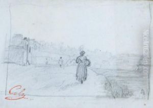 Paysanne Sur Le Chemin by Adolphe Felix Cals