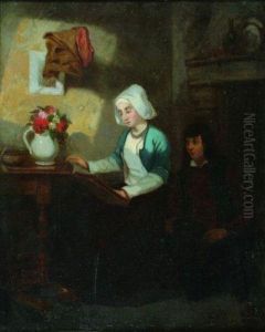 La Lecture by Adolphe Felix Cals