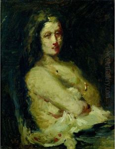 Buste De Jeune Femme, Bras Plies Sur La Poitrine by Adolphe Felix Cals