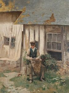 The Basket Weaver by Adolphe Felix Cals