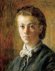 Portrait De Jeune Femme De Trois Quarts by Adolphe Felix Cals