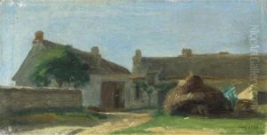 La Ferme En Normandie [, A Farm 
In Normandy, Oil On Canvas Laid Down On Panel, Signed And Dated 1858 
(?)] by Adolphe Felix Cals