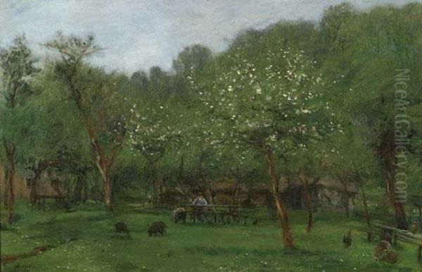 Trees In Blossom In Honfleur. 1873. - view 1