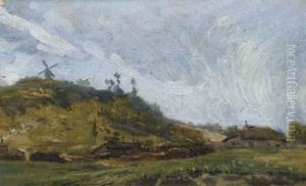 Paysage Au Moulin Sur La Colline - view 1