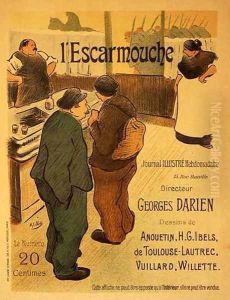Reproduction of a poster advertising LEscarmouche a weekly illustrated journal by Henri-Gabriel Ibels