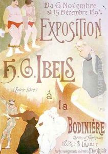 Reproduction of a poster advertising an Exhibition by H G Ibels at the Bodiniere Rue St Lazare Paris by Henri-Gabriel Ibels