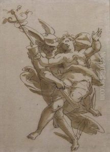 Venus And Mercury by Luca Cambiaso