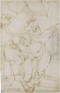 Samson Tearing Down The Columns Of The Temple by Luca Cambiaso