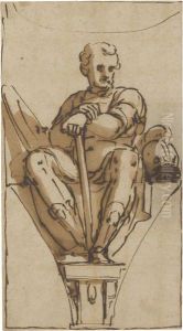 Relmusto Lercari, As A Warrior, Seated On A Plinth, In Apendentive