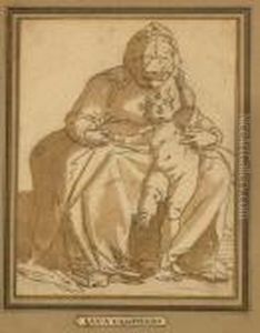 A Mother With Her Child by Luca Cambiaso