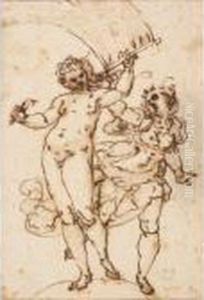 Deux Figures Allegoriques by Luca Cambiaso