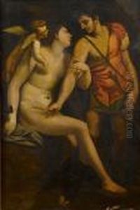 Venus And Adonis by Luca Cambiaso