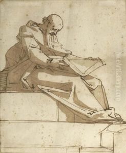 Monch Beim Lesen Eines Buches. by Luca Cambiaso