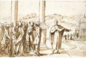 Tiresias Inviting The People Of Thebes To Make Offerings To Latona by Luca Cambiaso