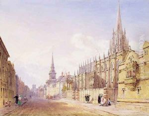 Scholars and Figures outside St Mary Magdalen Church Oxford by Joseph Murray Ince