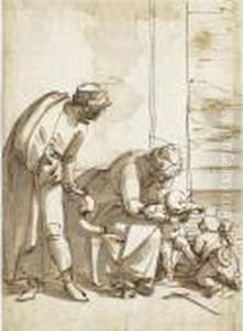 The Holy Family With The Infant St. John by Luca Cambiaso