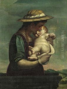 Madonna Mit Kind (la Madonna Del Cappello). by Luca Cambiaso