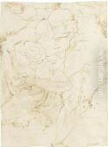 Man Grasping Two Resisting Figures by Luca Cambiaso