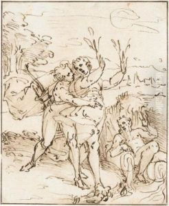 Apollo And Daphne by Luca Cambiaso