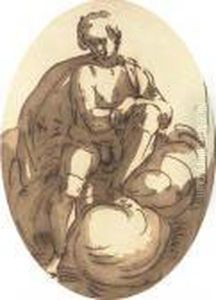 A Youth Seated Among Clouds by Luca Cambiaso