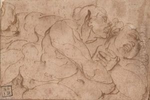 Nymph And Satyr by Luca Cambiaso