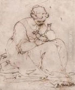 A Mother Holding A Child In Her Lap by Luca Cambiaso