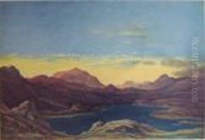 'highland Scene', Lithograph, 32cm X 46cm, Signed In Pencil And In Stone, Framed