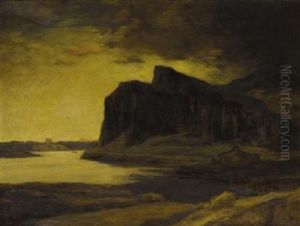 Seascape With Cliffs (possibly Aberdour, Scotland On The Firth Of Forth) by David Young Cameron