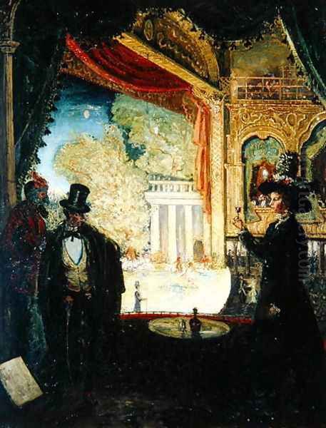A Scene in a Theatre A Performance Seen from a Box in which Three figures are Standing - view 1