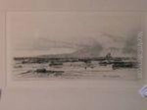 'arran', 3 Masted Ship Off The Coast by David Young Cameron