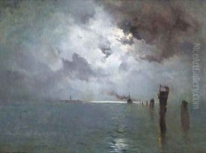 The Venetian lagoon at night by Marie Joseph Leon Clavel Iwill