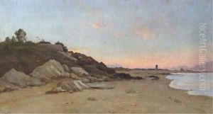 A stretch of coastline at dusk by Marie Joseph Leon Clavel Iwill