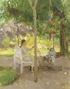 Kinderjuffrouw in de diergaarde, Den Haag by Isaac Lazarus Israels