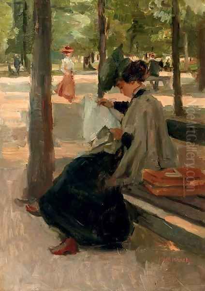 Reading in the Bois de Boulogne, Paris - view 1