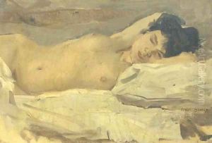 Slapend naakt a reclining nude by Isaac Lazarus Israels