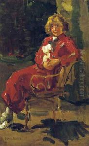 A lady in a red dress by Isaac Lazarus Israels