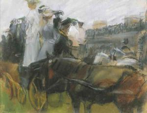 At the Longchamps races, Paris by Isaac Lazarus Israels