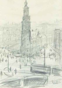 A bird's-eye view of the Munttoren, Amsterdam