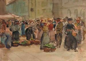 A vegetable market in Bern, Switzerland by Isaac Lazarus Israels