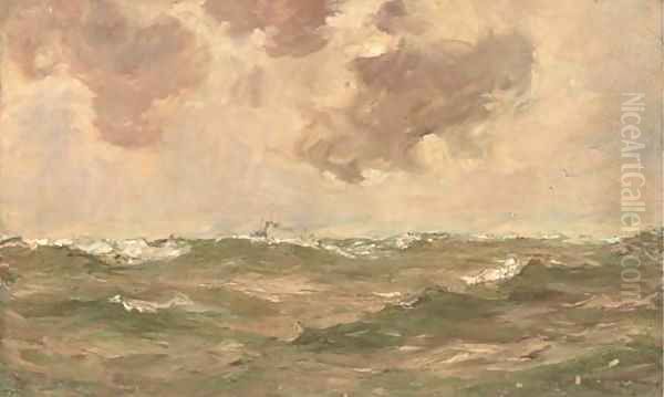 A steamship at sea - view 1