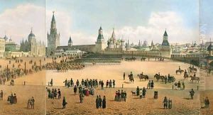 St Basils Cathedral seen from the Kremlin by Dmitri Indieitzeff