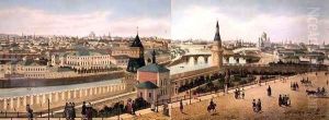 View down river from the Kremlin including the Church of Our Saviour by Dmitri Indieitzeff