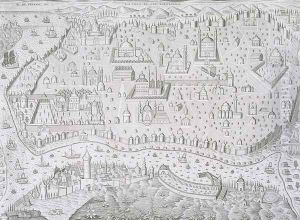 Town map of Constantinople Turkey by Jaspar de Isaac