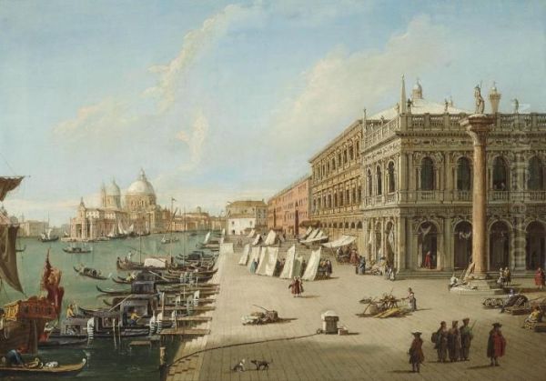 The Molo, Venice, Looking West With The Column Of St. Theodore - view 1