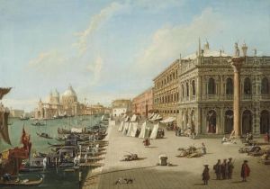 The Molo, Venice, Looking West With The Column Of St. Theodore