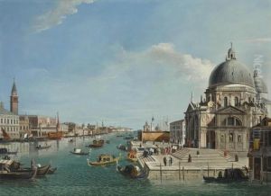 A View Of The Grand Canal Looking East by (Giovanni Antonio Canal) Canaletto