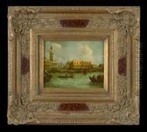 "venetian Canal Scene With A View Of Dodge's Palace" by (Giovanni Antonio Canal) Canaletto