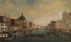 A View Of The Grand Canal, Venice by (Giovanni Antonio Canal) Canaletto