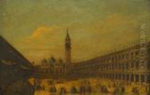 Piazza San Marco Looking East Towards Basilica And The Campanile by (Giovanni Antonio Canal) Canaletto
