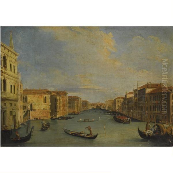 Venice, A View Of The Grand
Canal Looking North-east From Thepalazzo Balibi Towards The Rialto
Bridge - view 1